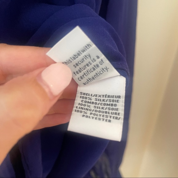 DVF Lane silk blouse long sleeve sheer blue top - Picture 5 of 7